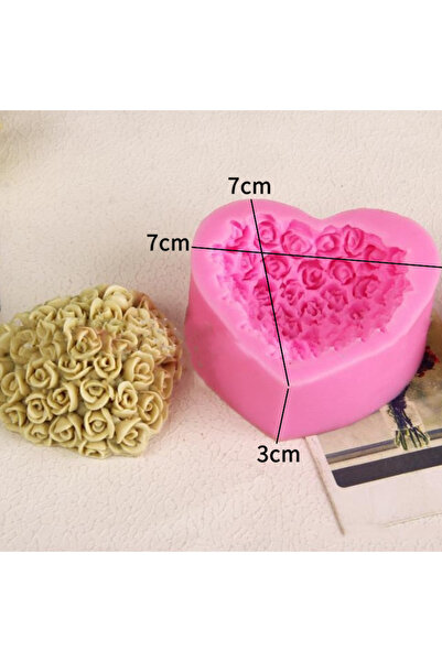 Choice 83000813 قالب سيليكون ثلاثي الأبعاد على شكل قلب ووردة لصنع الصابون وال...