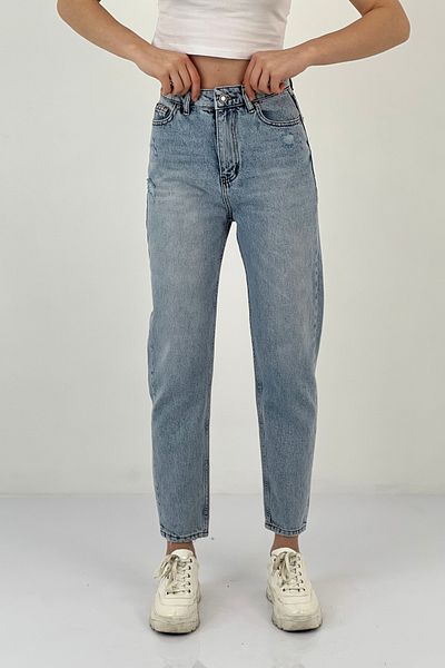 Miss Poem Women's Classic Loose Wide Leg Mom Jeans Blue Denim Trousers