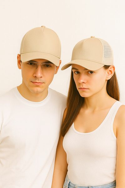 ZERAMİNE Cream Flat Hat Unisex Sports Hat with Mesh