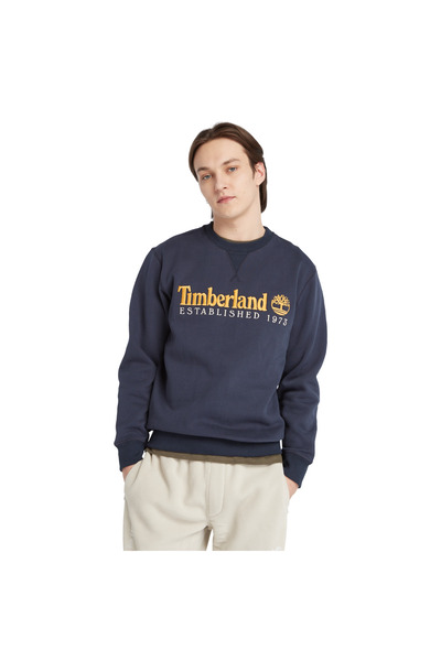 Timberland Embroidery Logo Brush Back Men's Navy Sweatshirt