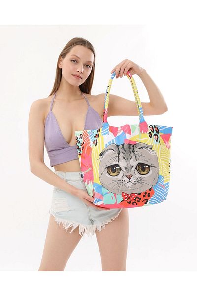 Bolder Daisy Colored Cat Beach Bag
