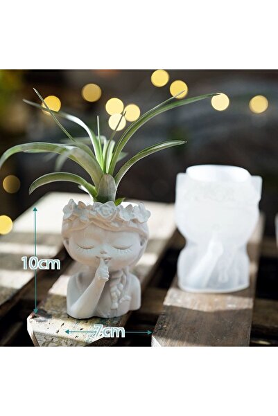 Choice قالب سيليكون مزهرية فتاة باللون الأخضر الفاتح، نبات عصاري، وعاء زهور خ...