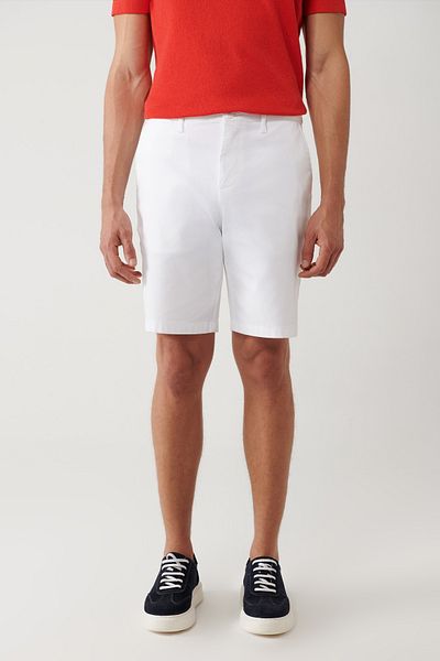 Avva Men's White Flexible Patara Chino Canvas Shorts B 003730