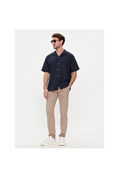 Jack & Jones Jack&Jones Linen Blend Resort Чоловіча сорочка синього кольору з класичним коміром