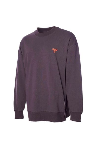 hummel Μωβ ανδρική φούτερ Barnet Oversize με στρογγυλή λαιμόκοψη