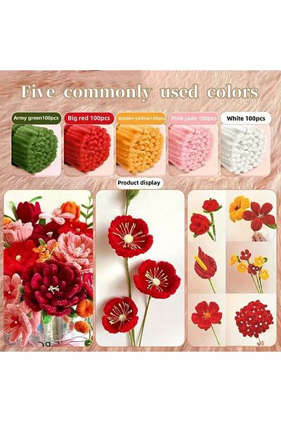 Choice 500pcs Chenille Stems 30cm Pipe Cleaners Craft Supplies Diy Art Handmade Flower Making