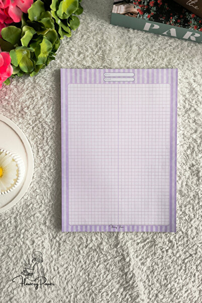 Flowery Paper A4 Notepad - Memopad,Check List ,Bloknot ,Not kağıdı, Okul Defteri