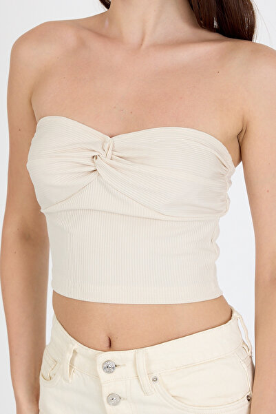 Eco Sense Γυναικεία μπλούζα χωρίς λουράκια με λεπτομέρεια με κόμπο στο στήθος