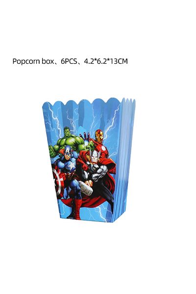 Choice Popcorn Box-6pcs Marvel Superhero Party Superhero Birthday Decorations Banners Tableware Paper Bag T