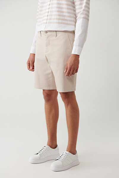 Avva Erkek Bej Esnek Patara Chino Kanvas Relaxed Fit Şort B003730