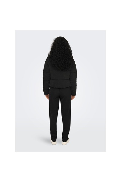 ONLY Palton negru cu guler vertical pentru femei Dolly Corduroy Puffer