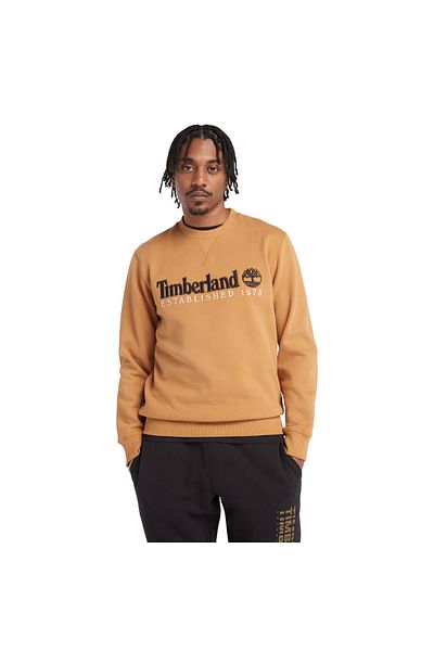 Timberland Мъжки жълт суичър с четка за бродиране на лого