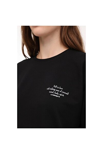lumberjack Anna Kadın Siyah Yuvarlak Yaka Sweatshirt