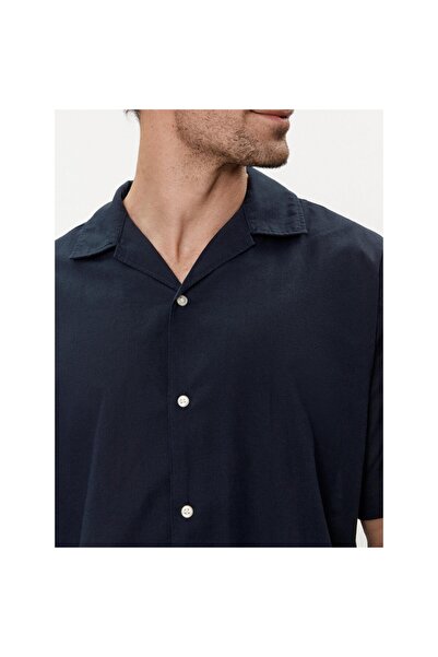 Jack & Jones Jack&Jones Linen Blend Resort Чоловіча сорочка синього кольору з класичним коміром