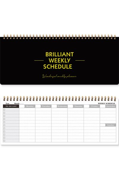 Choice Black 60 Sheets/120 Pages English Coil Notebook Weekly Planner Business Study Punch Card Memo Schedu