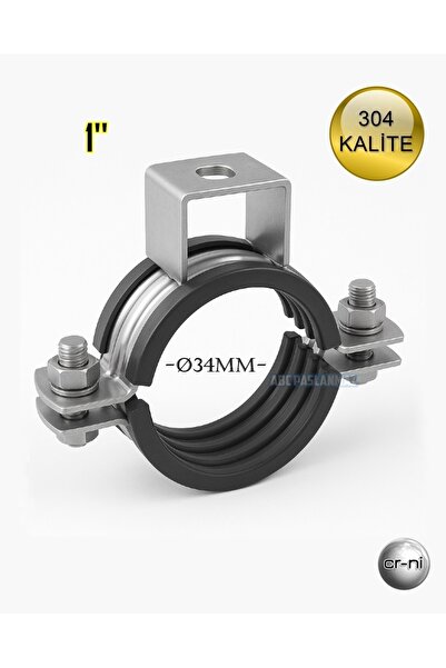 abcpaslanmaz Boru Kelepçesi - 1'' Paslanmaz Çelik 304 Kalite - Ağır Yük Kafalı Kelepçe - Krom Kelepçe