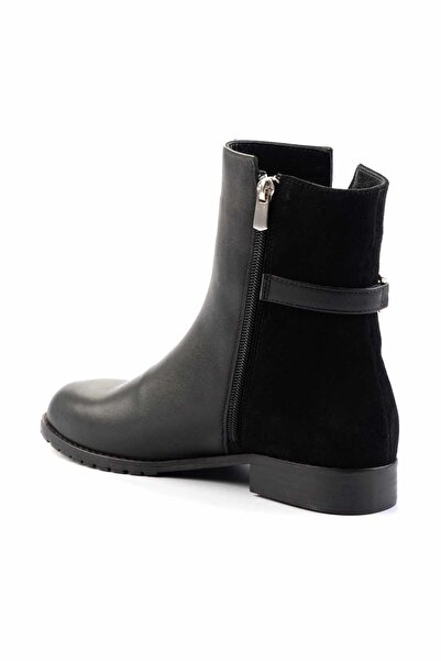 Bambi Siyah Siyah Leather Kadın Bot & Bootie K02208021403