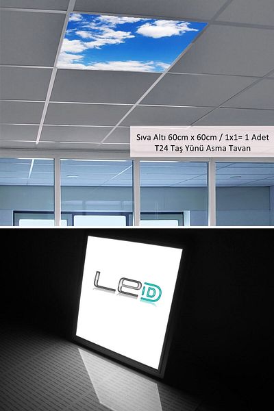 Gökyüzü Panel Hanging Ceiling LED-60cmx60cm-flush Mount-54w-6500k-led Panel-led Luminaire-60x60 Stone Wool Hanging Ceiling LED-a+