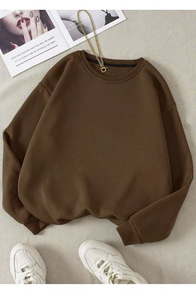 LA GULER Καφέ ποδηλατικό φούτερ Χειμερινό άνετο Unisex Oversize Φούτερ με 3 κλωστές βαμβακερό καπάκι με φλις εσωτερικά