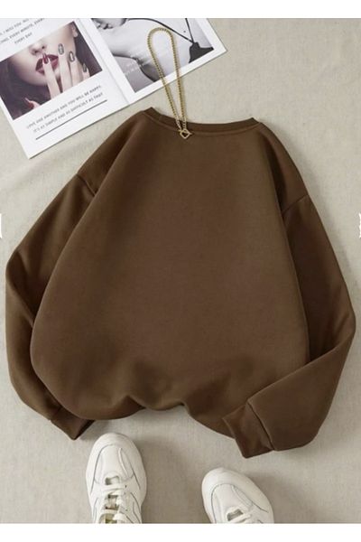 LA GULER Καφέ ποδηλατικό φούτερ Χειμερινό άνετο Unisex Oversize Φούτερ με 3 κλωστές βαμβακερό καπάκι με φλις εσωτερικά