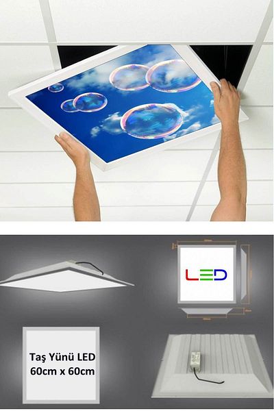 Gökyüzü Panel Hanging Ceiling LED - 60cmx60cm - Flush Mount - 54w - 6500k - LED Panel - LED Luminaire - 60x60 Stone Wool Hanging Ceiling LED