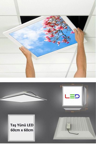 Gökyüzü Panel Hanging Ceiling LED - 60cmx60cm - Flush Mount - 54w - 6500k - LED Panel - LED Luminaire - 60x60 Stone Wool Hanging Ceiling LED
