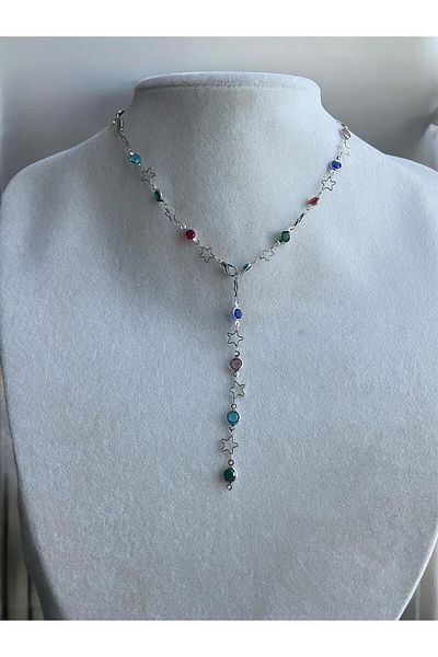 özgül takı ve tasarım Stainless Steel Y Shaped Star Detailed Women's Necklace