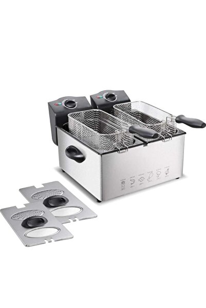 Generic 6l Double Deep Fryer Stainless Steel – Dual Basket, Window Lid, Timer, Temp Control, Kitchen