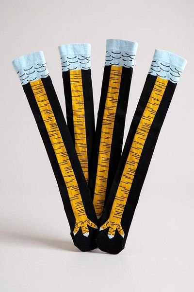 MODA 2 Pairs of Chicken Feet Socks Above the Knee 2-Piece Knee Socks