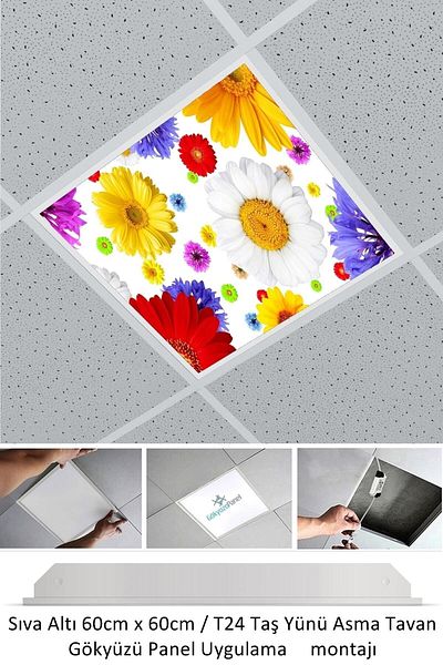 Gökyüzü Panel Hanging Ceiling LED - 60cmx60cm - Flush Mount - 54w - 6500k - LED Panel - LED Luminaire - 60x60 Stone Wool Hanging Ceiling LED