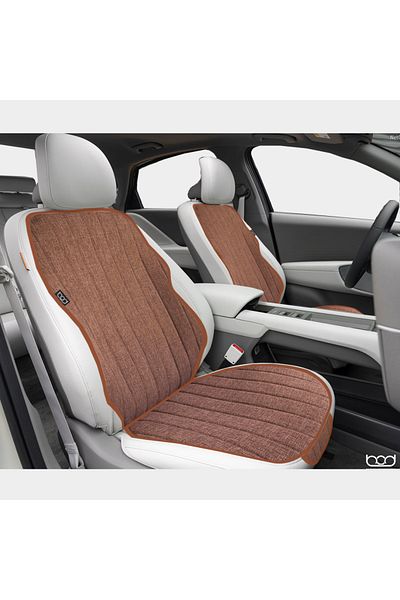 Bod Nysa Series Linen Car Seat Protector Cushion Front Rear Set Brown