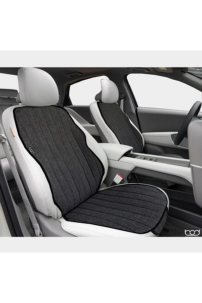 Bod Nysa Series Linen Car Seat Protector Cushion Front Rear Set Black