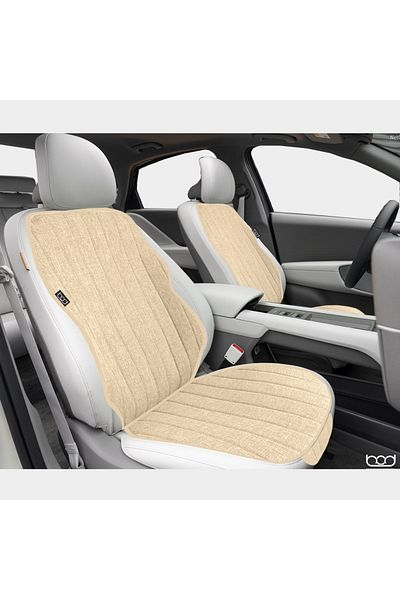 Bod Nysa Series Linen Car Seat Protector Cushion Front Rear Set Beige