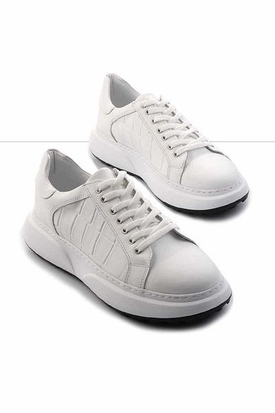 Bambi Λευκά Λευκά Δερμάτινα Ανδρικά Παπούτσια Casual E01401086903
