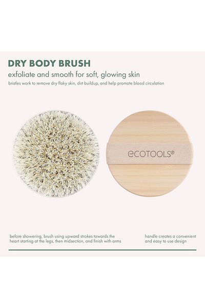 Ecotools Dry Body Brush, Dry Brushing Body Brush For Smooth Skin, Exfoliating Brush Removes Dry Skin