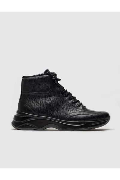 Cabani Genuine Leather Zippered Black Fur Men's Casual Boots