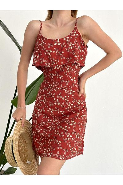 sharin Rochie de damă, colorată, cu bretele din cărămidă, pelerina scurtă, model de rochie de vară 6d-2203