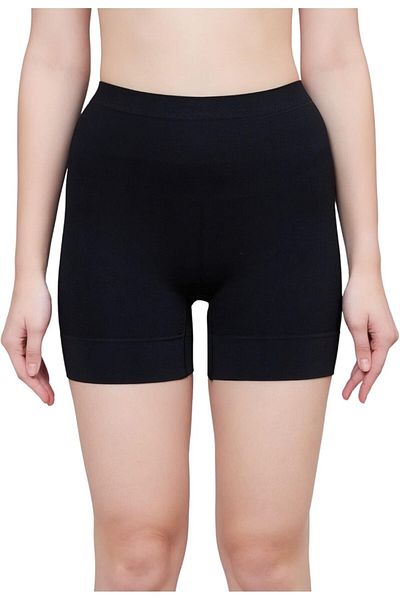 Glamroot Seamless High Waist Tummy Control Shapewear Boyshort Panty, Size M -XXL, Peach/Black (Pack