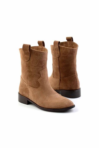 Bambi Tan Suede Γνήσιο Δερμάτινο Γυναικείο Μποτάκι & Μποτάκι K02140437002