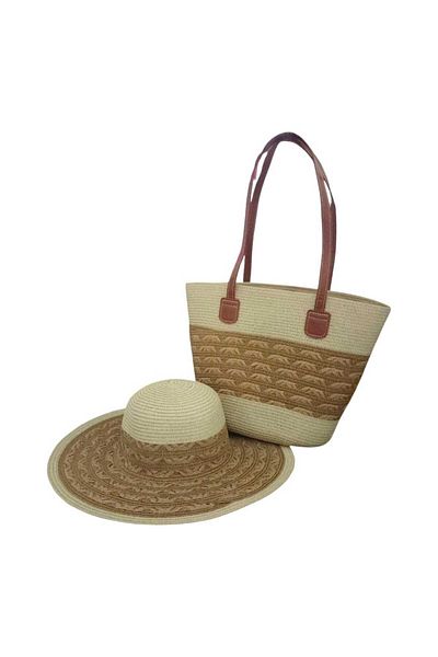 Aware Time Straw Fedora Hat & Straw Beach Bag Set of 2