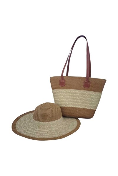 Aware Time Set od 2 komada: slamnati fedora šešir i slamnata torba za plažu