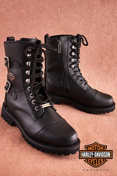 Harley Davidson Γυναικείες μπότες από γνήσιο δέρμα μαύρο - HD0777052203