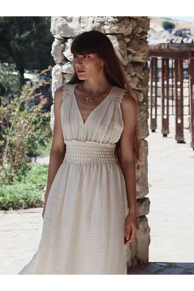 Su Koleksiyon ZAMBAK LACE DETAIL MUSLIN BOHO DRESS