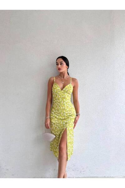 Misscix فستان صيفي مبطن بفتحة زهرية