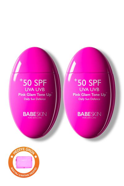 Babeskin 50ml Sunscreen - Tone Equalizing and Brightening, Pink Glam Tone Up Spf50 Set of 2