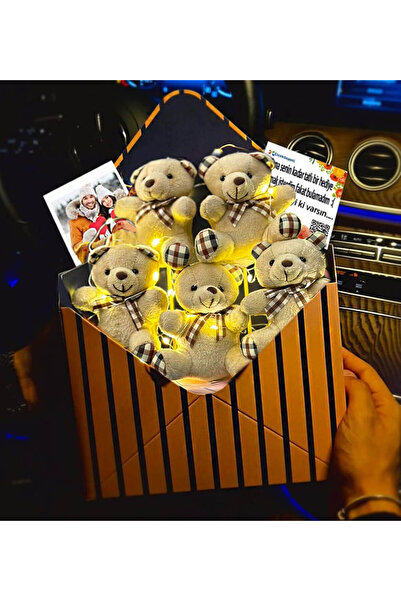 zozoya Premium Led Işıklı Yumoş Peluş Ayıcık Buketi Sevgililer Günü Hediyesi