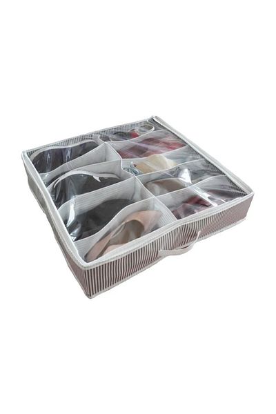 Helen's Home 10 Compartment Shoe Storage Bag Tote Bag Striped