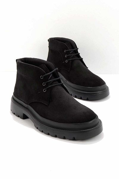 Bambi Μαύρο Suede Γνήσιο Δερμάτινο Ανδρικές Μπότες & Μποτάκια E02381175602