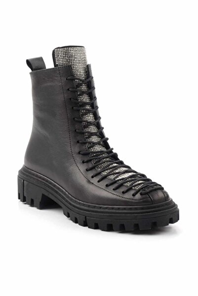 Bambi Siyah Lame Leather Kadın Bot & Bootie K02178001203