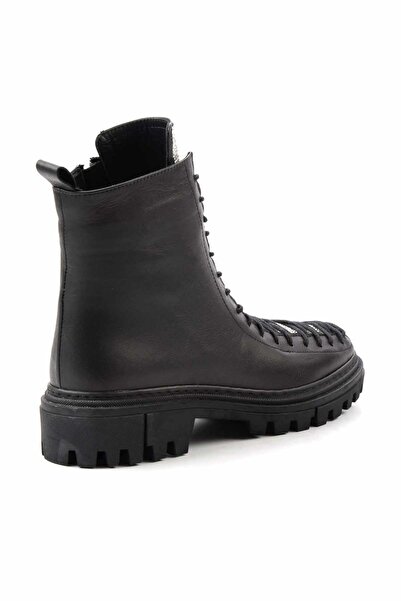 Bambi Siyah Lame Leather Kadın Bot & Bootie K02178001203